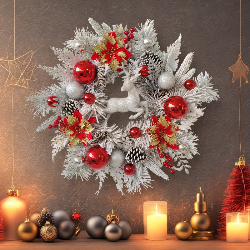 Flores de Pascua artificiales de 17" x 17" para decoración de interiores - Blanco&rojo 19.6"