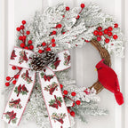Bayas decorativas artificiales de 17" x 17" para decoración de interiores - Blanco&rojo 15.7"