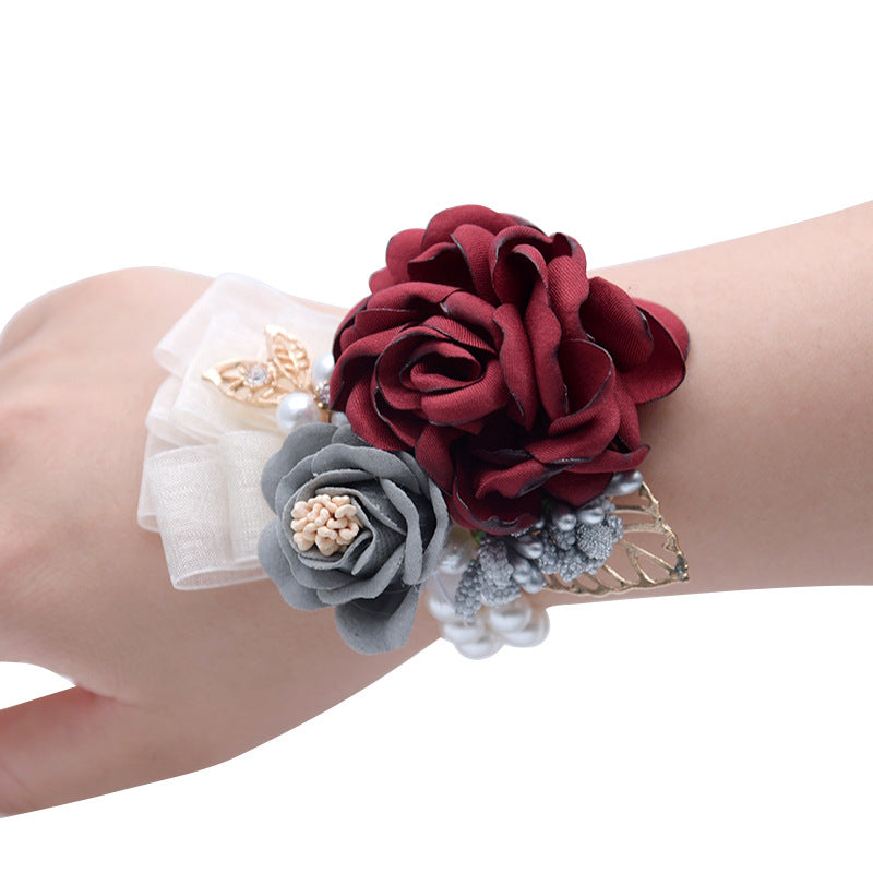 Corsage artificial de 4" x 4" para bodas y eventos - Burdeos