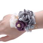 Corsage artificial de 4" x 4" para bodas y eventos - Dusty gris
