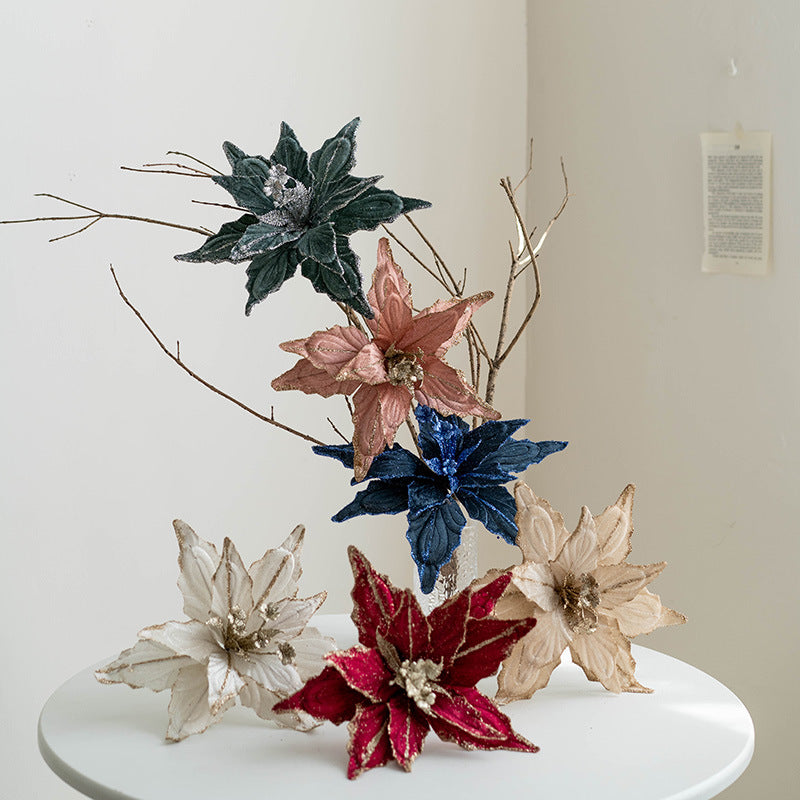 Flores de Pascua artificiales de 11" para bodas y eventos - Rojo