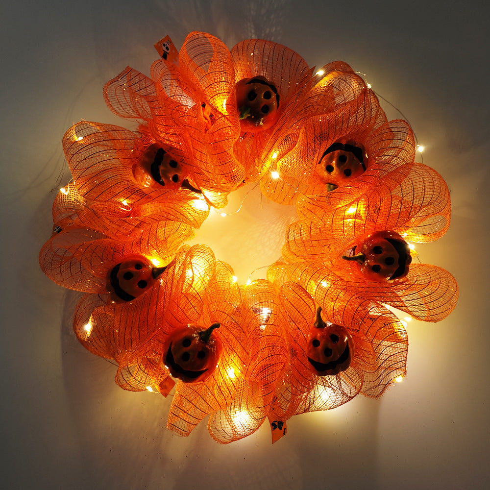 Calabazas artificiales de 17" x 17" para decoración de interiores - Naranja 15.7"(with light)