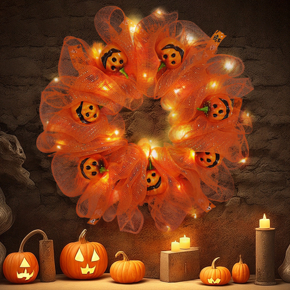 Calabazas artificiales de 17" x 17" para decoración de interiores - Naranja 13.7" (with light)