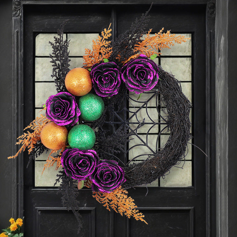Rosas artificiales de 17" x 17" para decoración de interiores - Negro With light