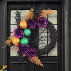 Rosas artificiales de 17" x 17" para decoración de interiores - Negro With light
