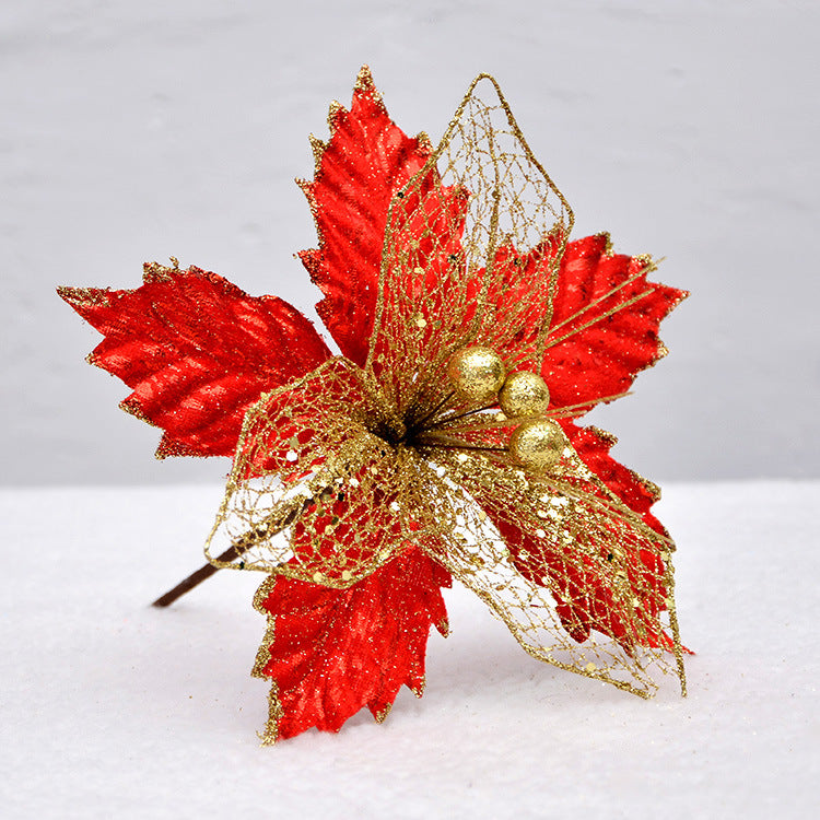 Flores de Pascua artificiales de 8" para bodas y eventos - Rojo