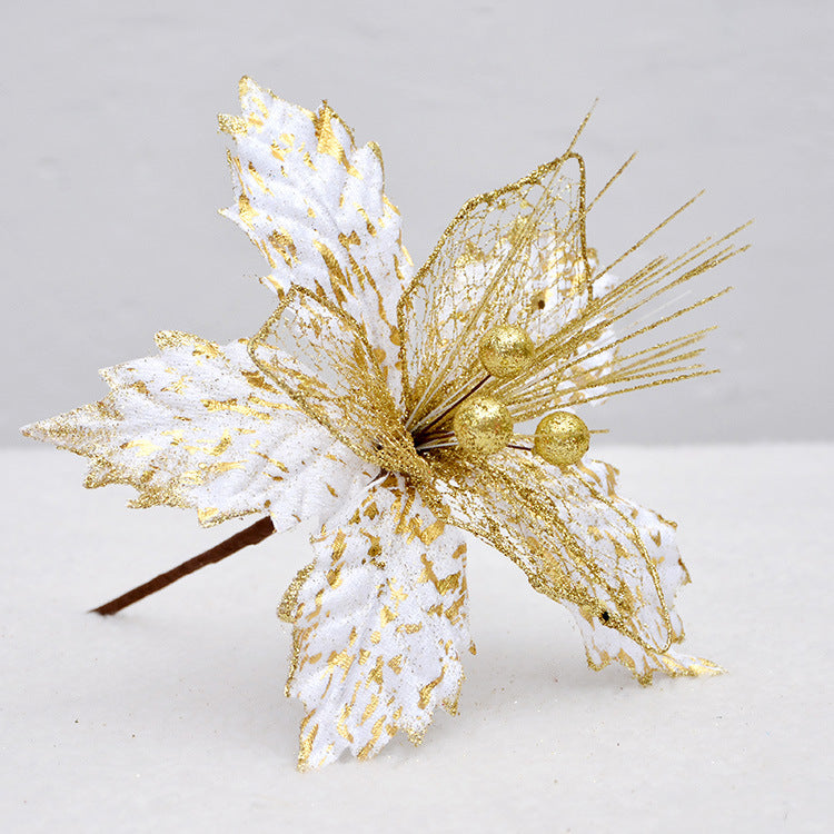 Flores de Pascua artificiales de 8" para bodas y eventos - Dorado