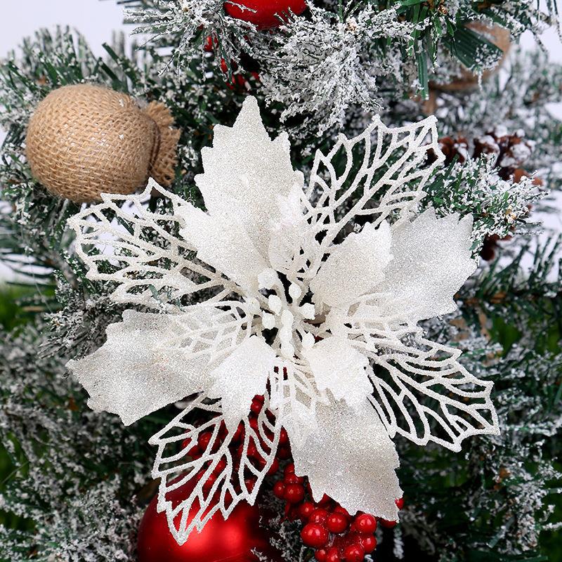 Flores de Pascua artificiales de 6" x 6" 50 piezas para bodas y eventos - Blanco