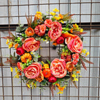 Peonías artificiales de 20" x 20" para jardín, balcón y terraza - Naranja quemado 17.7"