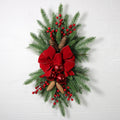 Ramas de pino artificiales de 24" x 11" para decoración navideña - Rojo/verde