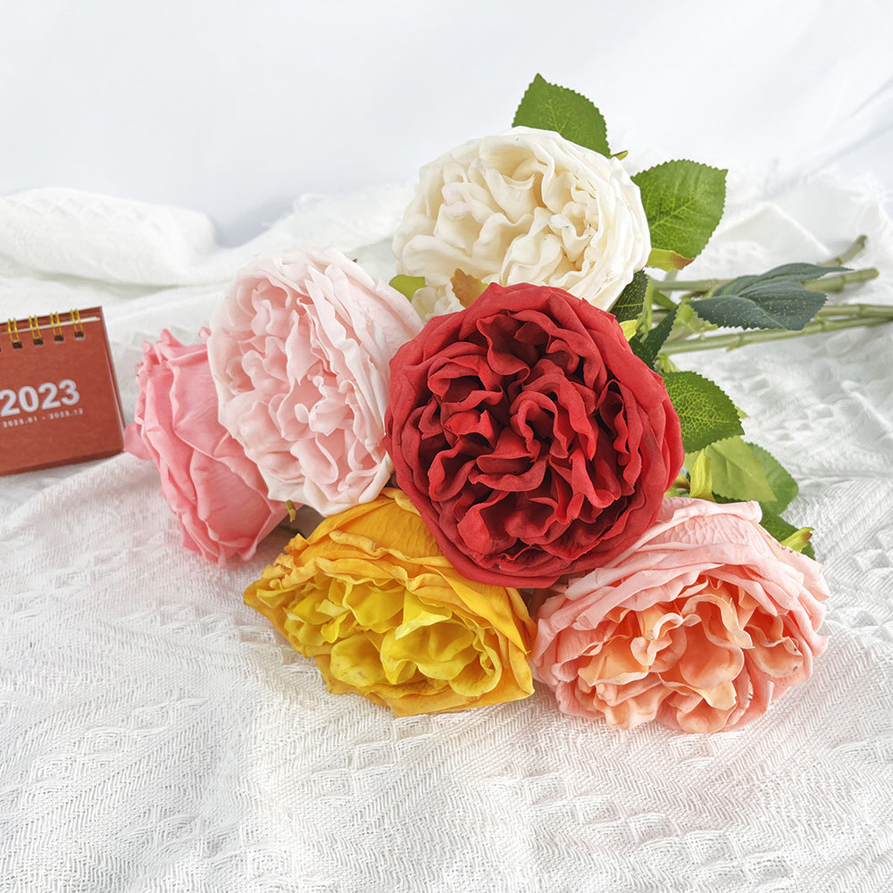 Rosas artificiales con tacto real de 17" para bodas y eventos - Marfil