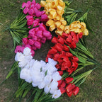 Tulipanes artificiales con resistencia a los rayos UV de 17" para jardín, balcón y terraza - Rojo 4 arbustos