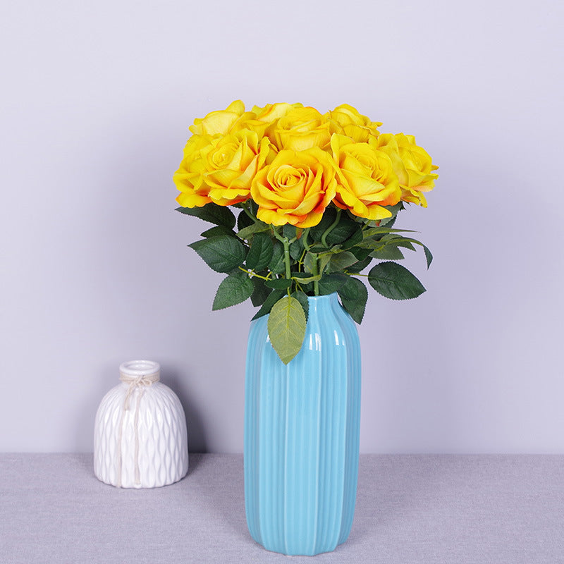 Rosas artificiales de 19" x 4" 10 piezas para bodas y eventos - Naranja quemado