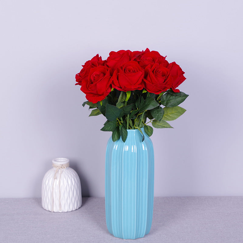 Rosas artificiales de 19" x 4" 10 piezas para bodas y eventos - Verde/blanco