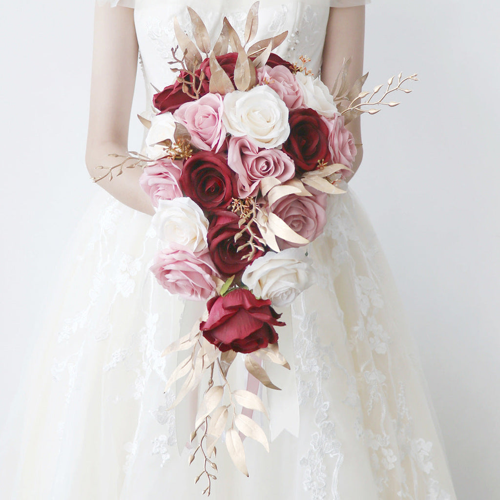 Rosas artificiales de 9" para bodas y eventos - Rosa/rojo/blanco
