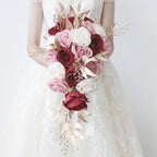 Rosas artificiales de 9" para bodas y eventos - Rosa/rojo/blanco