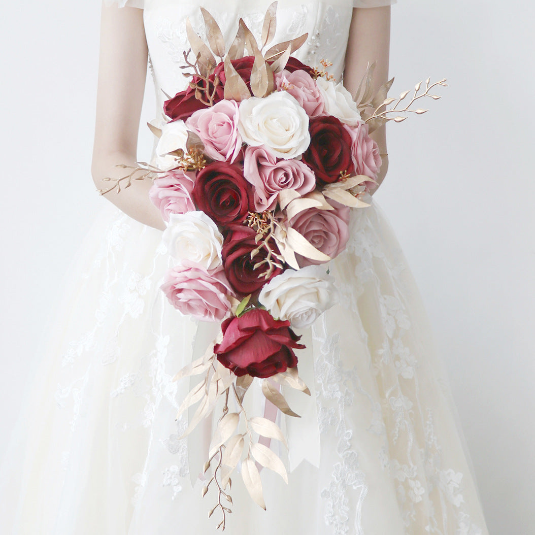 Rosas artificiales de 9" para bodas y eventos - Rosa/rojo/blanco