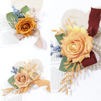 Rosas artificiales de 4" x 3" para bodas y eventos - Light naranja