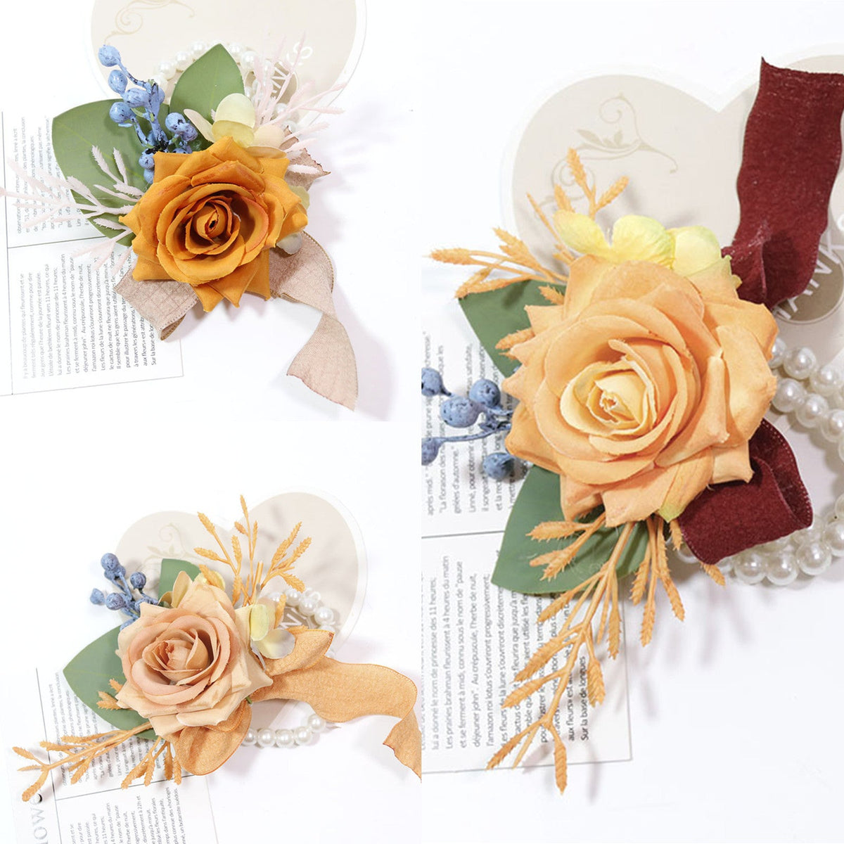 Rosas artificiales de 4" x 3" para bodas y eventos - Light naranja