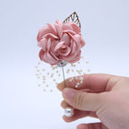 Boutonniere artificial de 4" x 2" para jardín, balcón y terraza - Azul empolvado