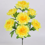 Peonías artificiales de 19" para jardín, balcón y terraza - Naranja/amarillo