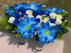Rosas artificiales de 12" x 20" para decoración de otoño - Azul real/blanco