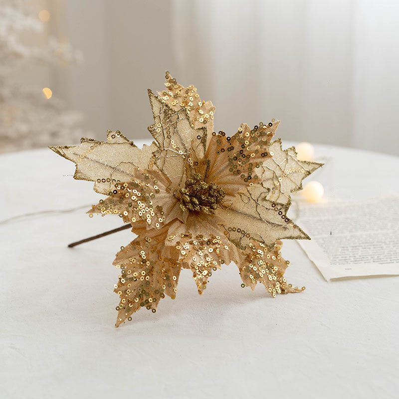 Flores de Pascua artificiales de 9.8" para arreglos florales y proyectos DIY - Champán