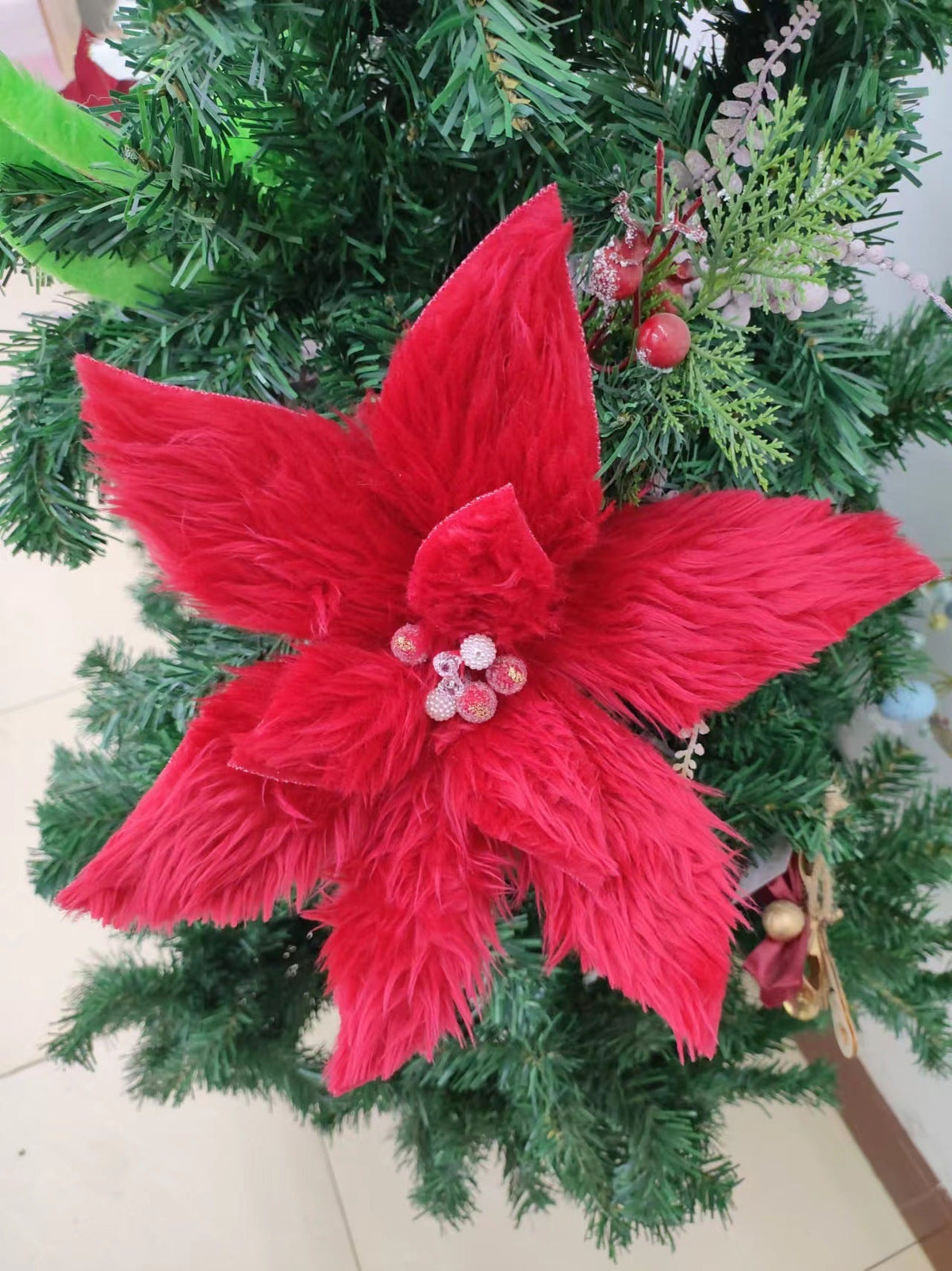 Flores de Pascua artificiales de 11" x 11" para bodas y eventos - Blanco