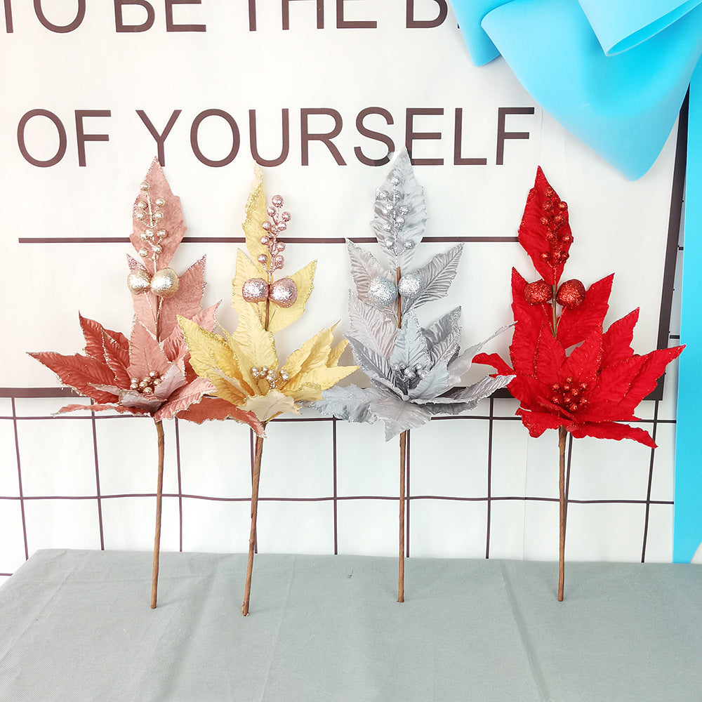 Flores de Pascua artificiales de 25" x 15" 5 piezas para bodas y eventos - Rojo