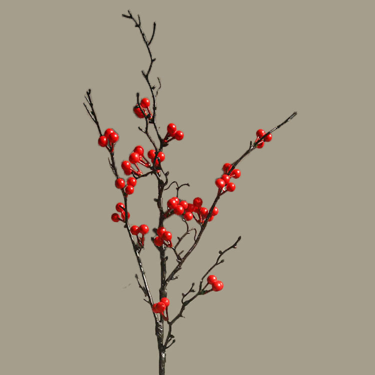 Bayas artificiales de 33" para decoración navideña - Rojo