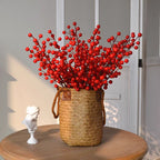 Bayas artificiales de 16" para decoración del hogar - Rojo