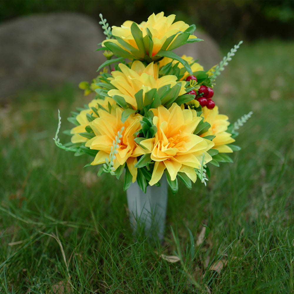 Dalias artificiales de 15" x 10" para bodas y eventos - Amarillo