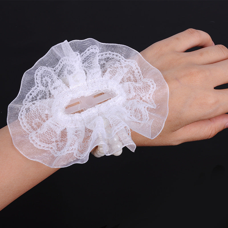 Corsage artificial para bodas y eventos - Blanco lace pearl wrist band
