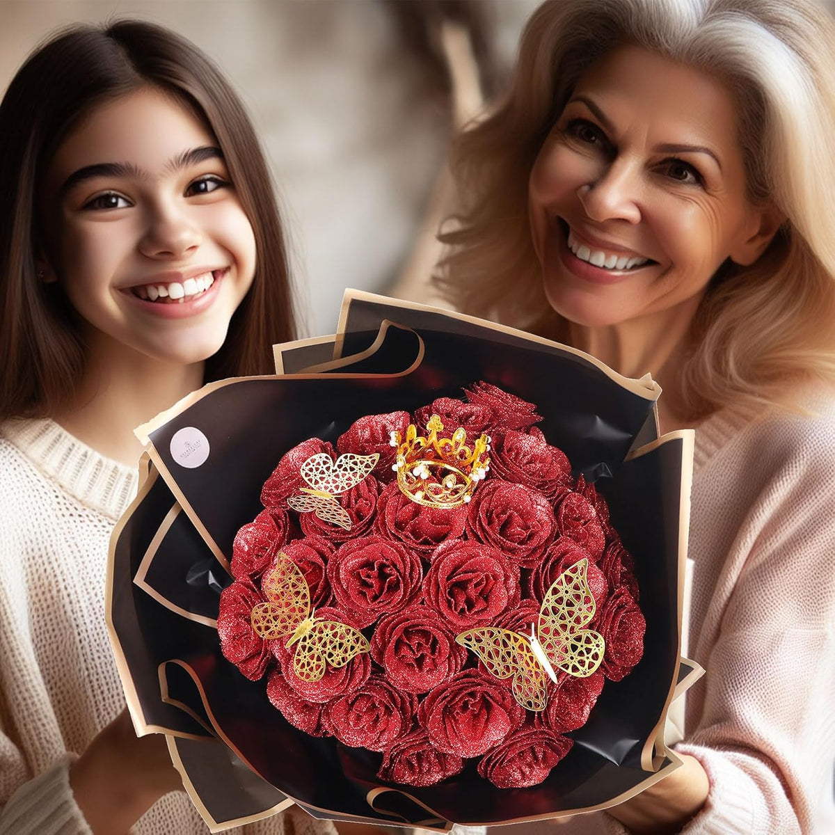 Rosas artificiales de 2" x 2" 30 piezas para bodas y eventos - Plateado