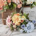 Dalias artificiales de 11" x 6" para bodas y eventos - Blanco