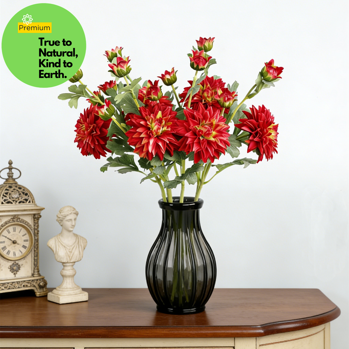 Dalias artificiales con tacto real de 24" para bodas y eventos - Blanco