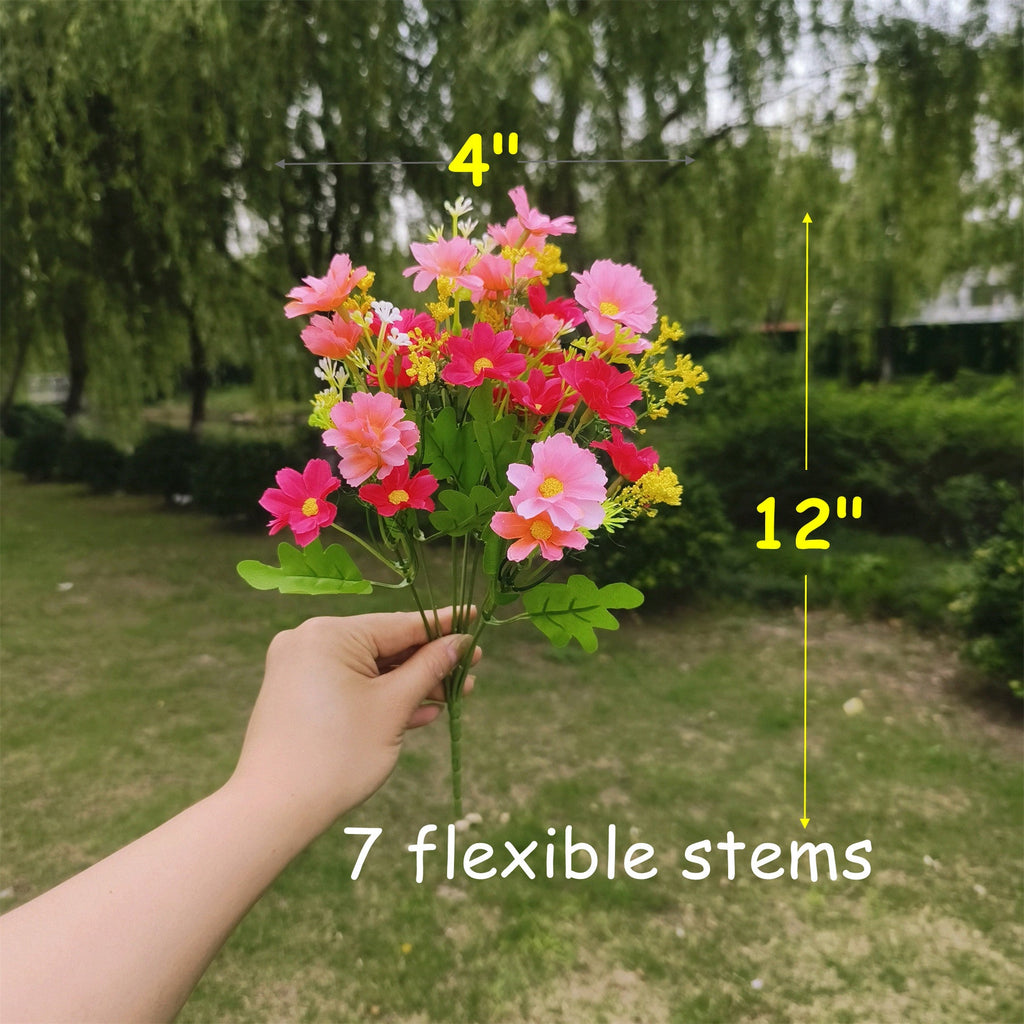 Margaritas artificiales con resistencia a los rayos UV de 12" 8 piezas para jardín, balcón y terraza