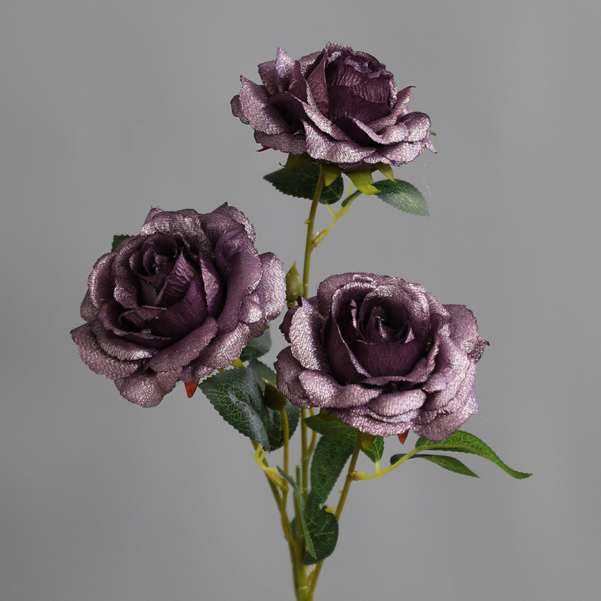 Rosas artificiales con resistencia a los rayos UV de 19" x 4" para jardín, balcón y terraza - Plateado