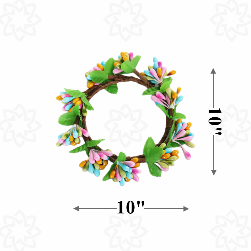Corona o guirnalda artificial de 10" para decoración del hogar - 10+1 piezas