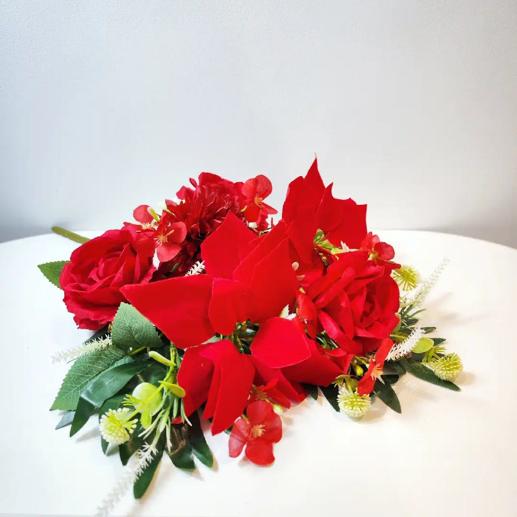 Flores de Pascua artificiales con resistencia a los rayos UV de 19" para jardín, balcón y terraza