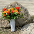 Flores artificiales para cementerio de 15" x 10" para bodas y eventos - Naranja quemado/amarillo