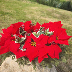Flores de Pascua artificiales con resistencia a los rayos UV de 12" x 20" para jardín, balcón y terraza