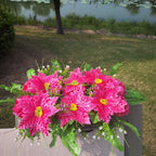 Peonías artificiales de 12" x 20" para decoración de otoño - Fucsia/verde