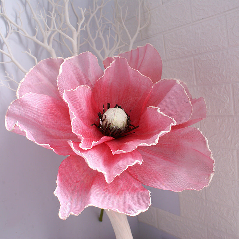 Amapolas artificiales para bodas y eventos - 11.8" Blanco-azul