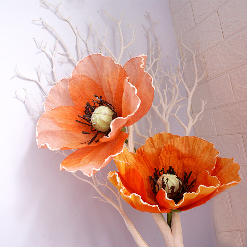 Amapolas artificiales para bodas y eventos - 11.8" Naranja