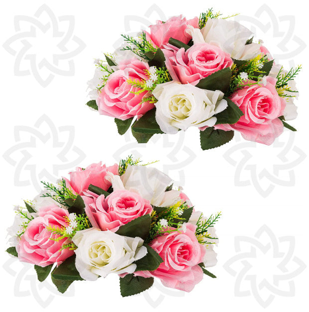 Rosas artificiales de 9" x 4" para bodas y eventos - Champán/blanco