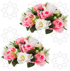 Rosas artificiales de 9" x 4" para bodas y eventos - Champán/blanco