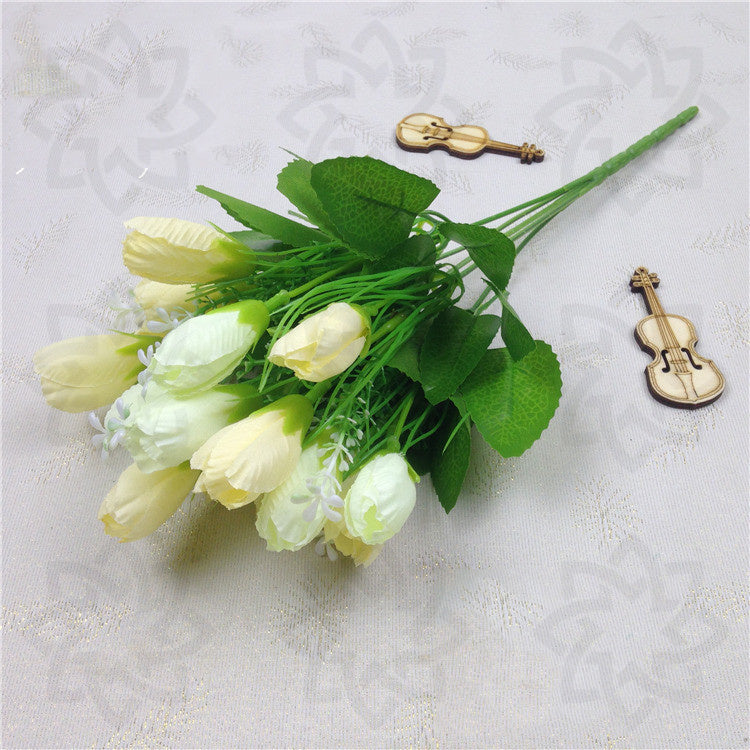 Tulipanes artificiales de 13.4" para bodas y eventos - Blanco-naranja-rojo