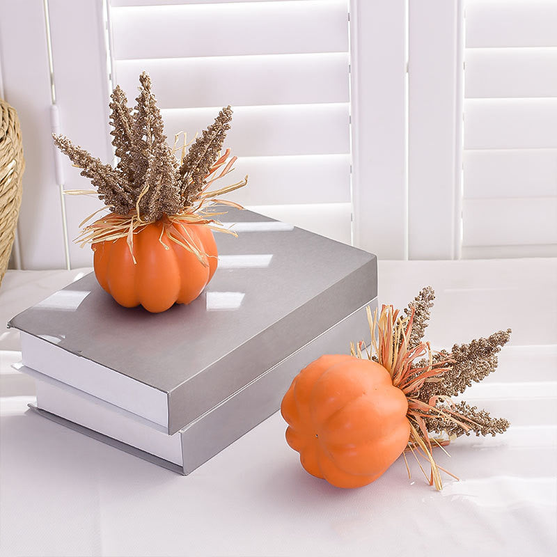 Calabazas artificiales de 7" x 5" 10 piezas para decoración del hogar - Naranja/amarillo