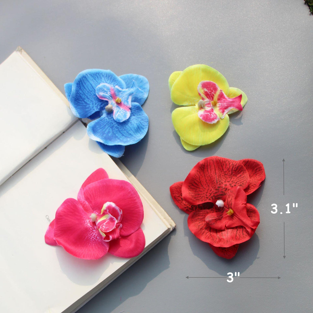Orquídeas phalaenopsis artificiales con tacto real de 3" x 3" 20 piezas para bodas y eventos - Rojo